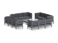 13-piece garden furniture set with cushions, anthracite pine wood, 24685JBDE