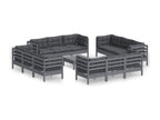 13-piece garden furniture set with cushions, anthracite pine wood, 24685JBDE