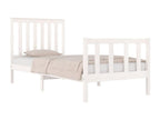 Bed frame White Solid pine wood 75x190 cm Small single 48059KCAW