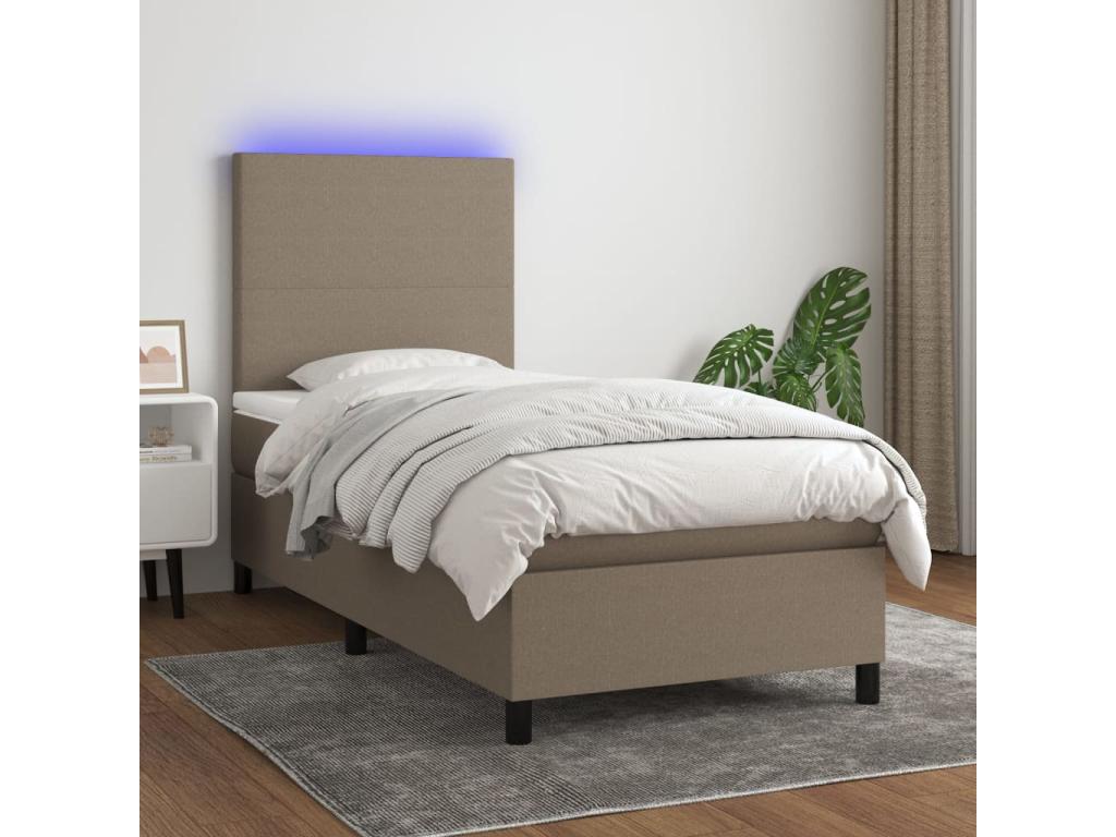 Bohometop 80x200cm Upholstered Bed Base with Mattress and LED Lighting, Fabric 97538MURN