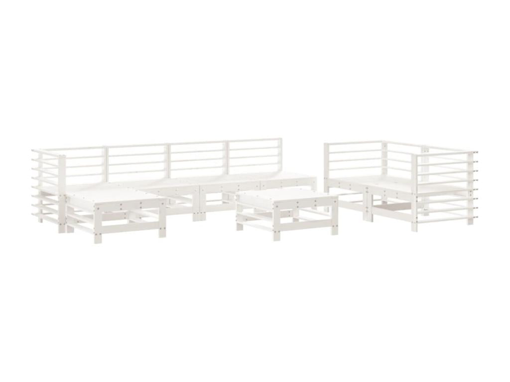 8-piece garden furniture set, white, solid pine wood, 43428SZXP