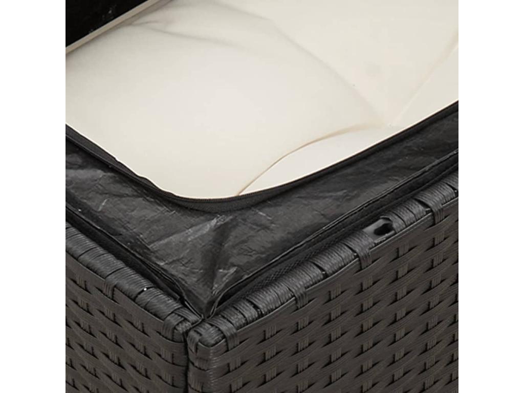 6-piece garden furniture set with cushions, black woven resin, 93271GONA