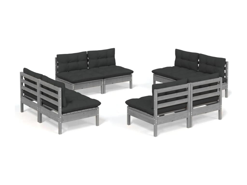 8-piece garden furniture set with cushions, anthracite pine wood, 2 98387ISWI