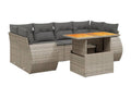 Garden furniture set with cushions, 7 pieces, grey woven resin, 78231AUUL