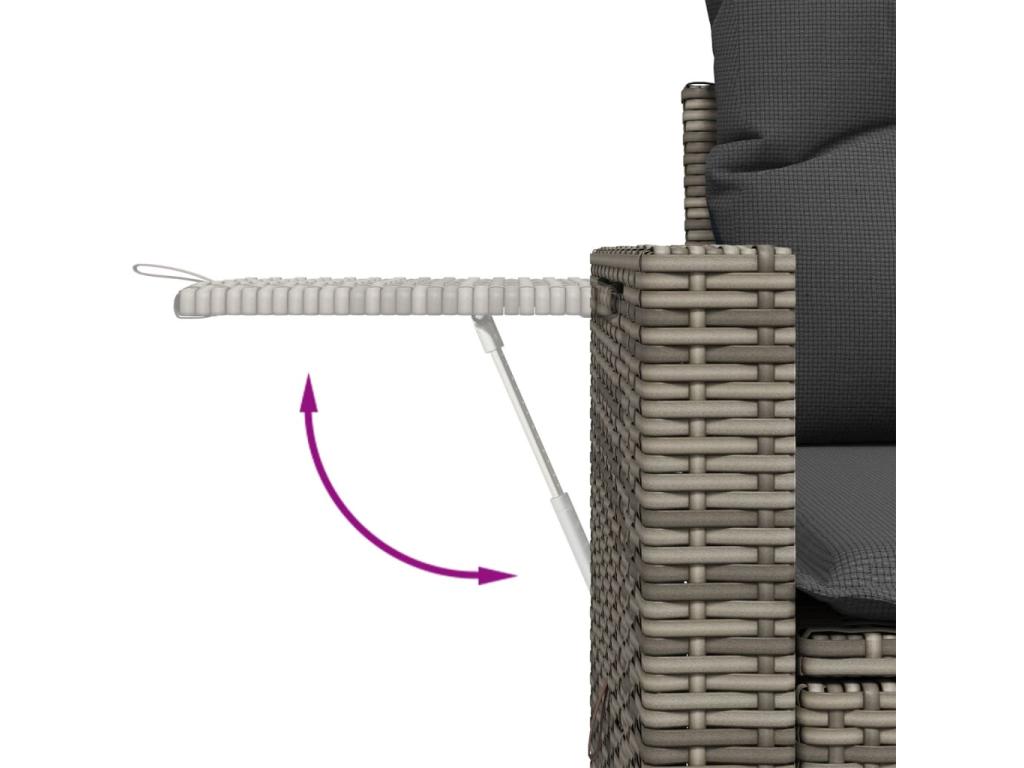 8-piece garden furniture set with grey resin wicker cushions 07512ELHC