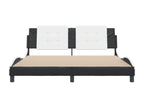 Black and white bed frame without mattress, 180x200 cm, faux leather, 57417TQXY