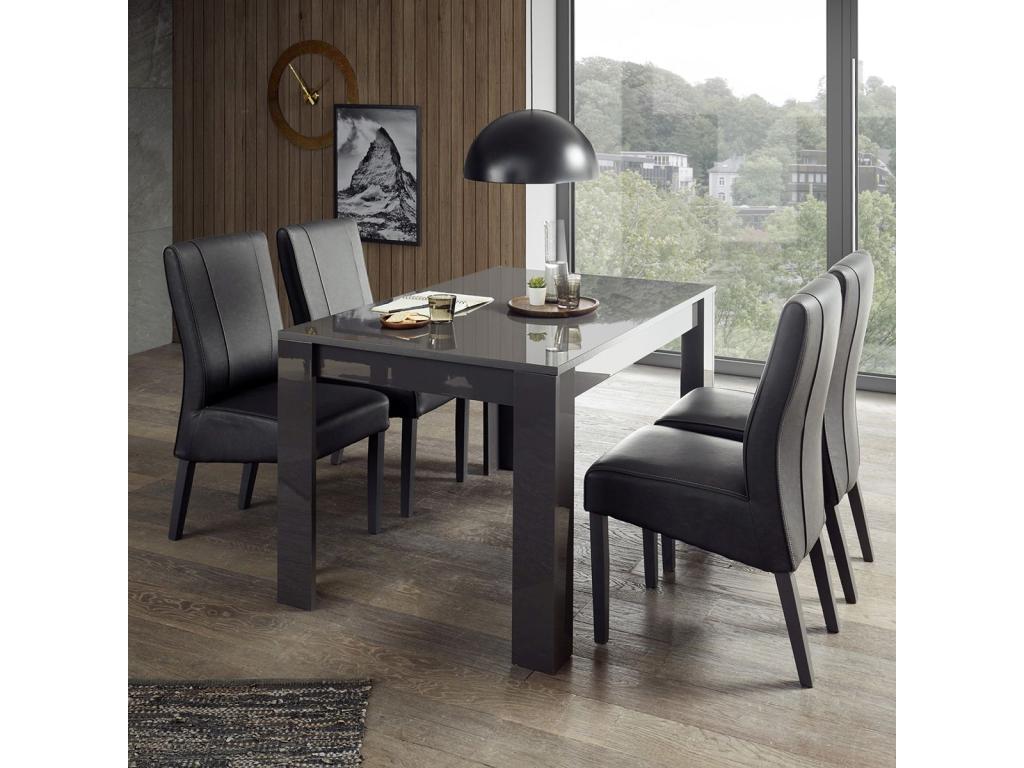 Bohometop - Extendable Dining Table, Carbon Grey Lacquered Finish 61412VCFP