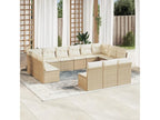 13-piece garden furniture set with cushions, beige wicker resin, 54967RCXY