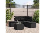 6-piece garden furniture set with cushions, black wicker resin 94964CCDM