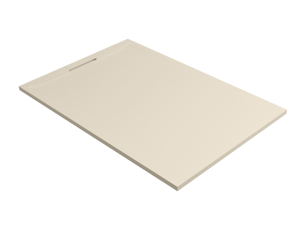 Bohometop Extra-Flat Shower Tray - Slate Texture in Bohometop Beige Composite - L120 x W80 x H3 cm - Bohometop 13473AYYR