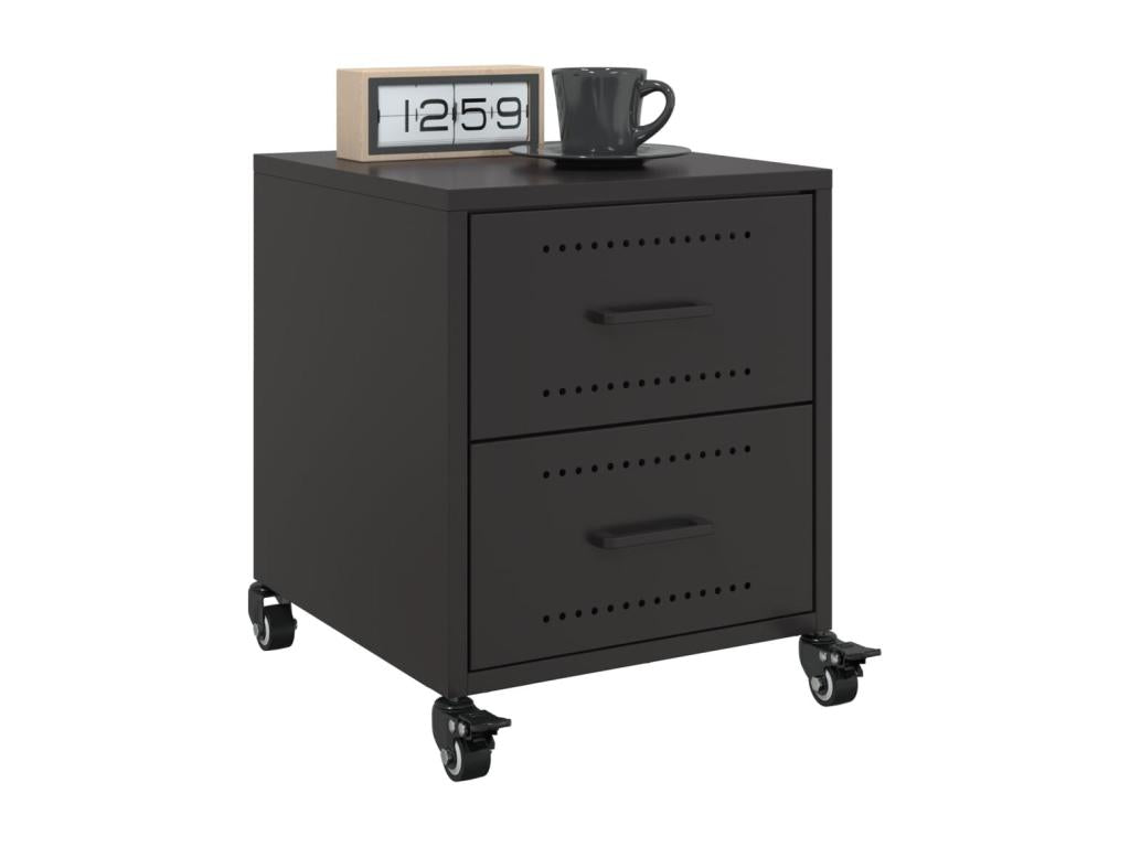 2-piece black bedside tables, 36x39x43.5 cm, steel, 72712APFD