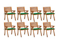 Garden chairs with cushions, set of 8, solid wood, by Bohometop, 67894QKSV