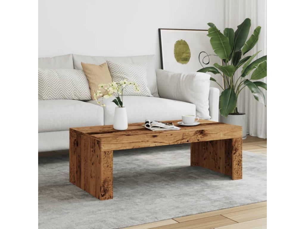 Coffee table in aged wood, 102x50x35 cm, engineered wood, 54413VFWE