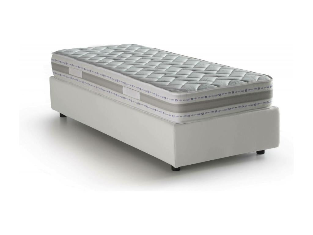 Bohometop Single Bed with Storage Bed and Eco-Leather Upholstery, Made in Italy, Side Opening, Includes 80x190 cm Mattress, White 91581WCFJ