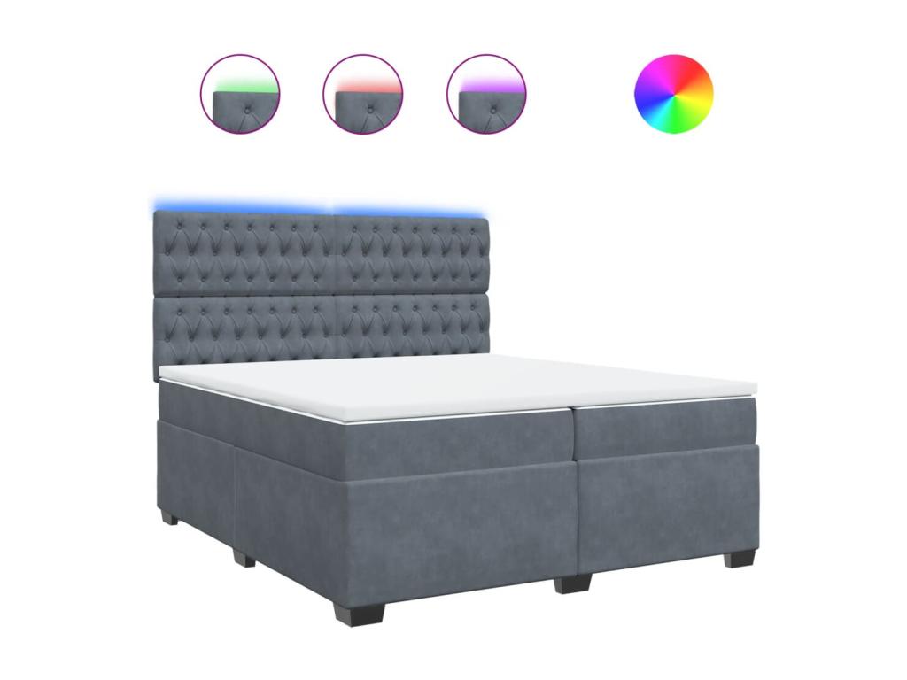 Bohometop bed base and mattress, Dark Grey 200x200cm Velvet 18141FEME