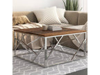 Silver coffee table in stainless steel and solid larch wood 56220UPGC