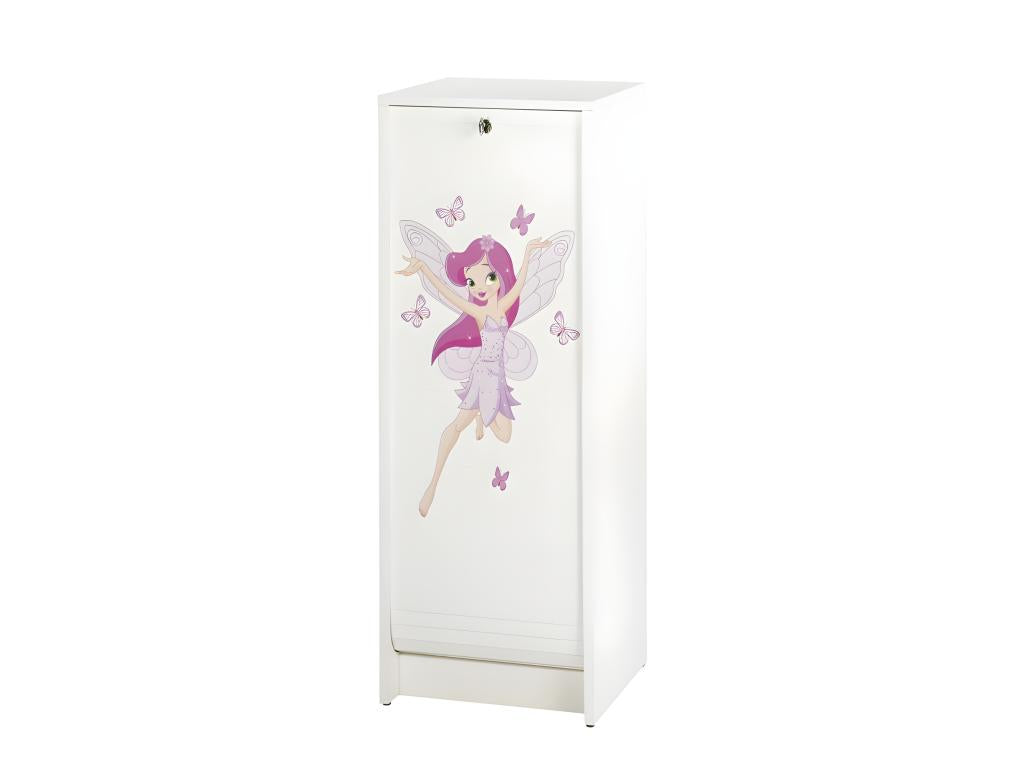 White tambour door filing cabinet with 5 compartments and lock, 37.8x103.8x38.4 cm - Fairy color 217 95499XBJT