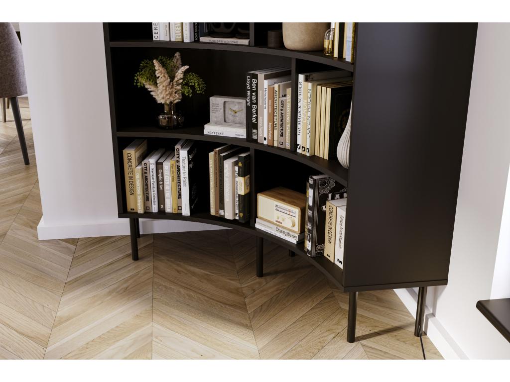 Bohometop modern black corner bookcase with black legs / 100 cm 86956JJCF