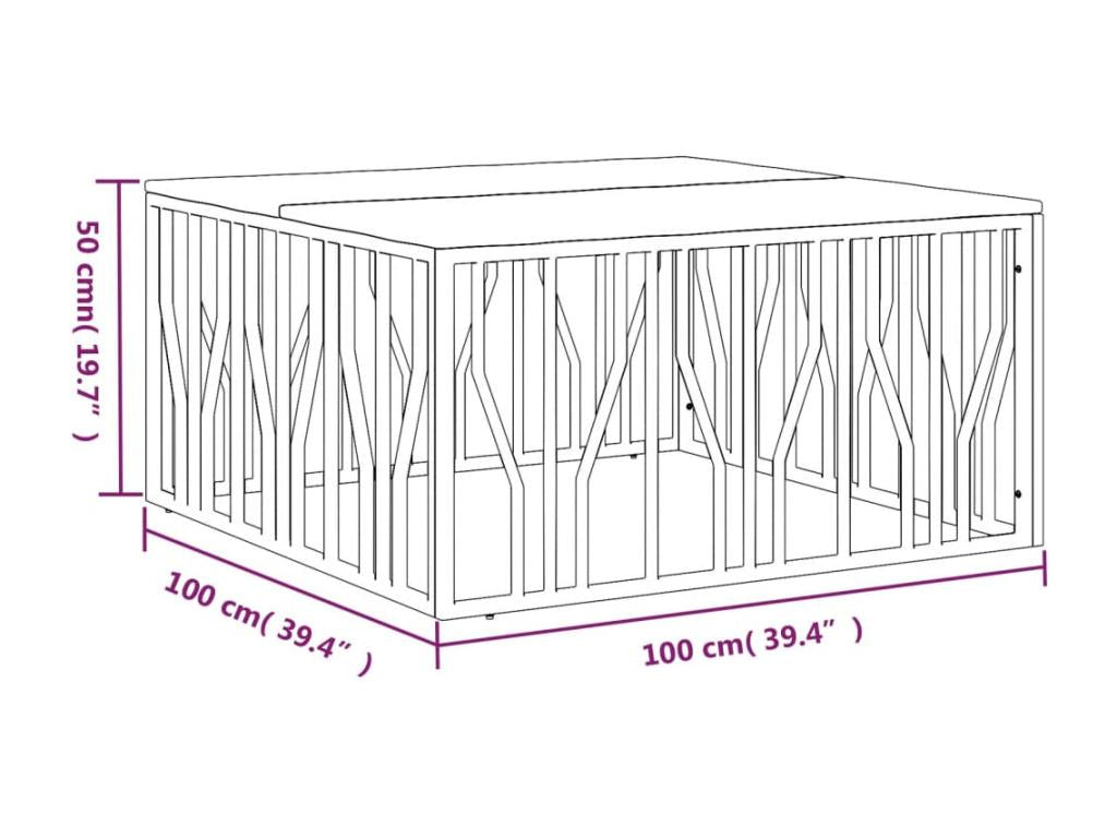 Silver coffee table, stainless steel/reclaimed solid wood 72738KPKP