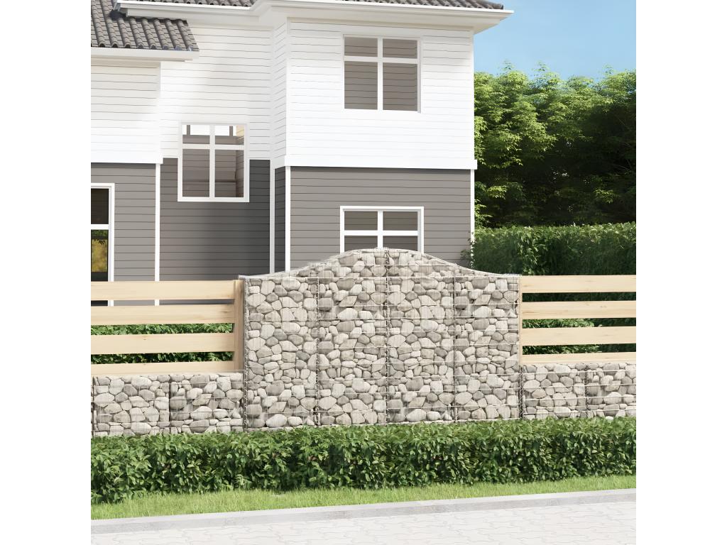 Arched gabion baskets, 2 pieces, 200x30x140/160 cm, galvanized iron