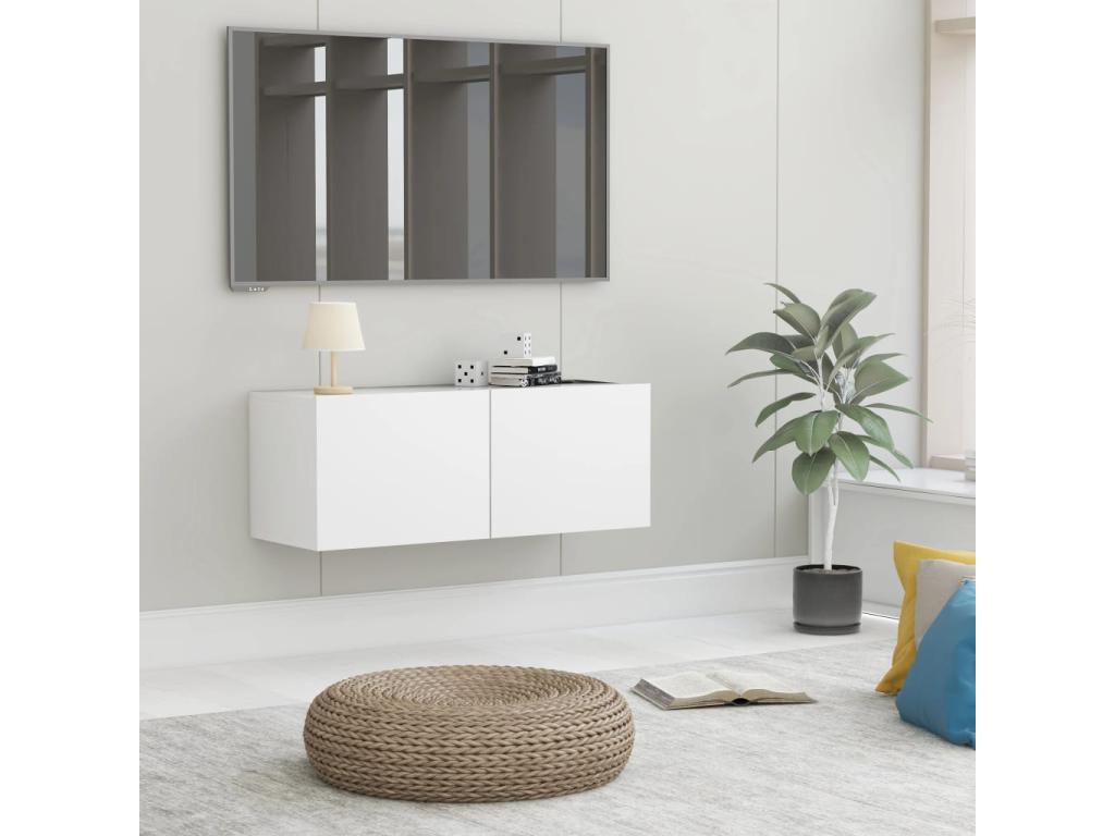 White TV stand 80x30x30 cm Engineered wood 71329CMFN