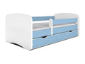 Bohometop children's blue bed with slatted base and removable safety rail - 70x140cm - Drawers - 40045OUQD