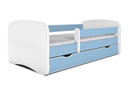 Bohometop children's blue bed with slatted base and removable safety rail - 70x140cm - Drawers - 40045OUQD