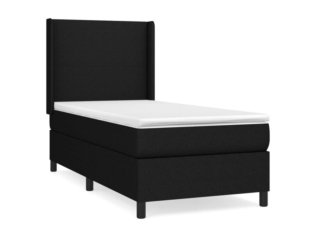 Upholstered bed base with mattress, black, 100x200 cm, fabric, 32616DTJO