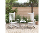 Rocking chairs with curved seats, set of 2, white solid fir wood, 71543SDOO