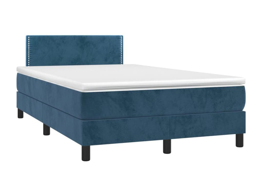 Upholstered bed base and mattress, dark blue, 120x200cm, velvet, 70762VFJZ