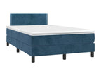 Upholstered bed base and mattress, dark blue, 120x200cm, velvet, 70762VFJZ