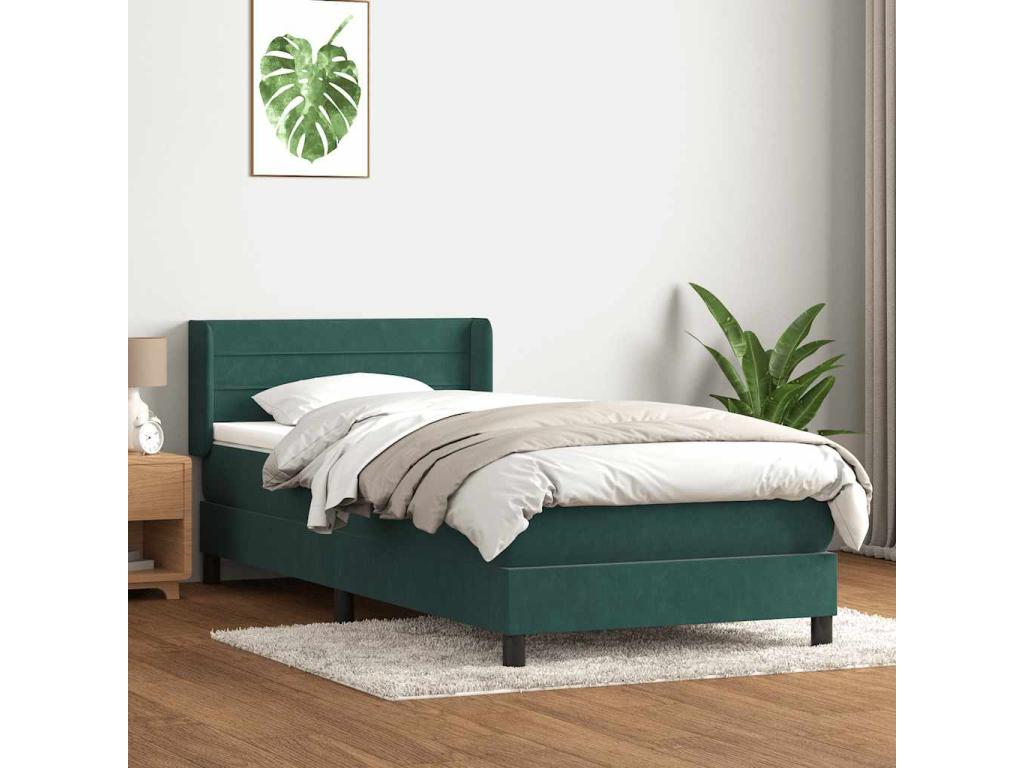 Homelumiere bed base and dark green 100x220cm velvet mattress