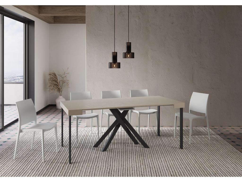 Bohometop Small extendable console table, 90x40/196 cm, cashmere, anthracite legs, 33197OBZX