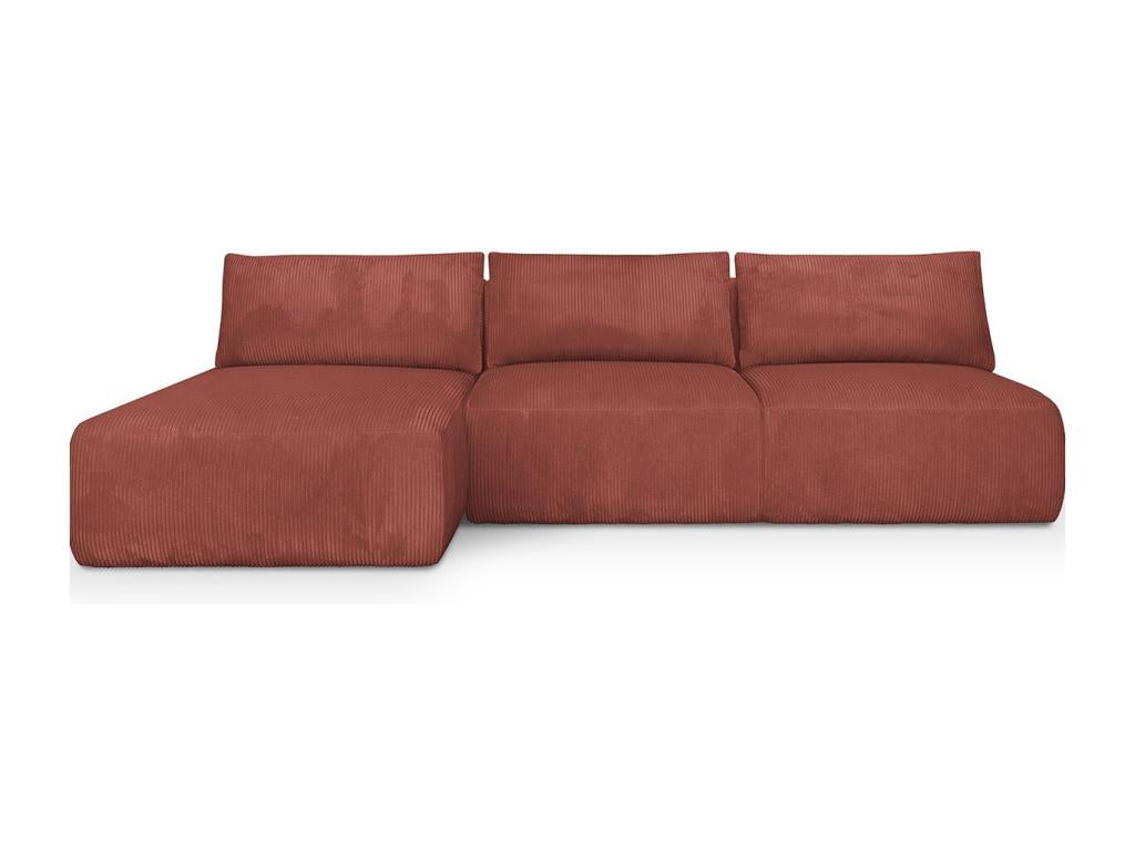 Left-hand corner sofa bed, 4-seater with storage in rust-colored corduroy - Bohometop 04850WLYA