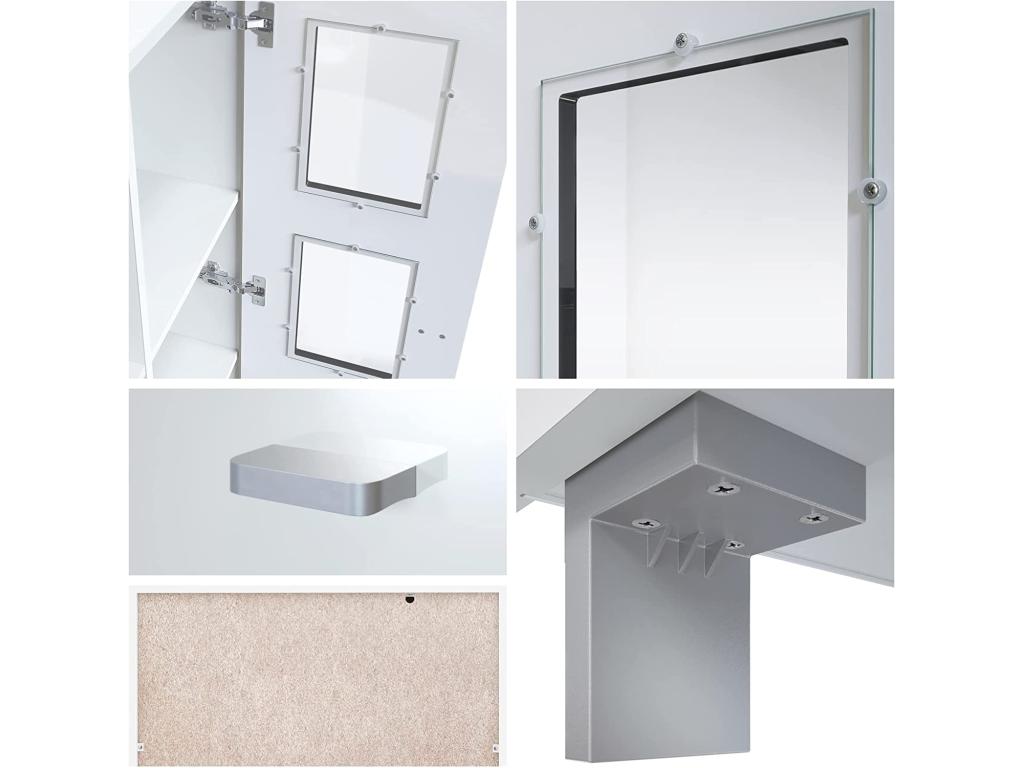 Bohometop freestanding display cabinet with 2 doors and 3 glass panes, matte white/high-gloss white/concrete effect, 71x129x35 cm, 85915GVBB