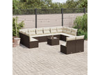 13-piece garden furniture set with cushions, brown woven resin, 53152VRTF