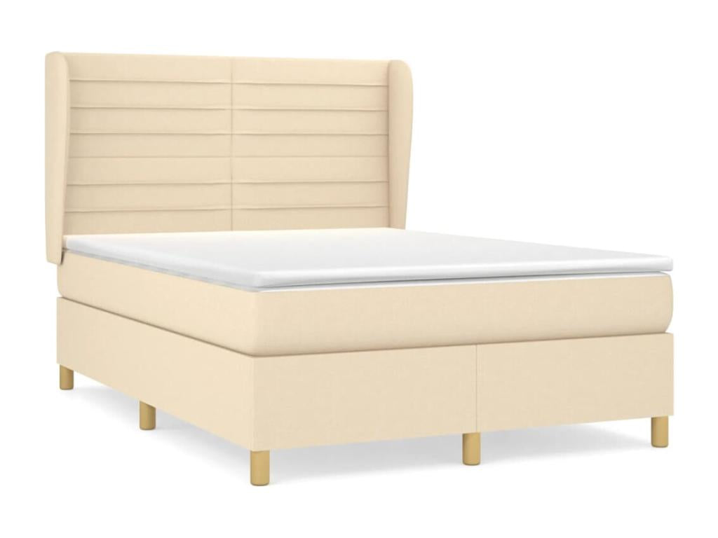 Upholstered bed base with mattress, Cream, 140x200 cm, Fabric 33094MUGK