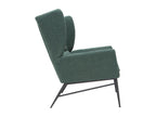 Bohometop 59907ASNL designer armchair in textured green velvet-effect fabric and black metal