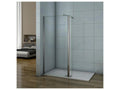 Walk-in shower screen 90 x 40 x 200 cm with pivoting return panel - 8 mm tempered glass - With 70-120 cm cylindrical support bar 28759QHEH