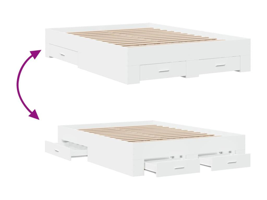 Bed frame with drawers, mattress not included, white, 120x190 cm, 31831OTQZ
