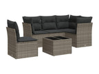 6-piece garden furniture set with grey resin wicker cushions 21904QPZF