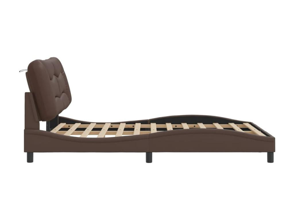 Bed frame with Bohometop LED light, brown, 120x200 cm, faux leather, 52475FXMW