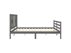 Grey bed frame without mattress, 200x200 cm, solid wood, 13026JQOA