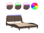 Bed frame with LED lighting, mattress not included, brown, 120x200 cm, 07647WTXK