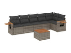 7-piece garden furniture set with cushions, grey wicker resin, 97269XEWO