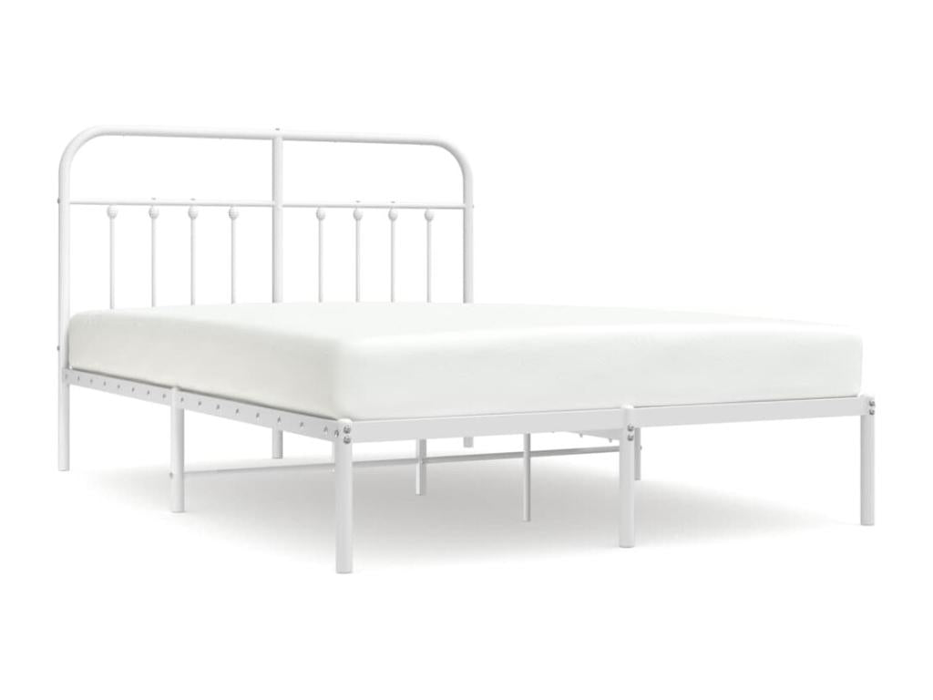 Metal bed frame with white headboard 135x190 cm 73033TAHU