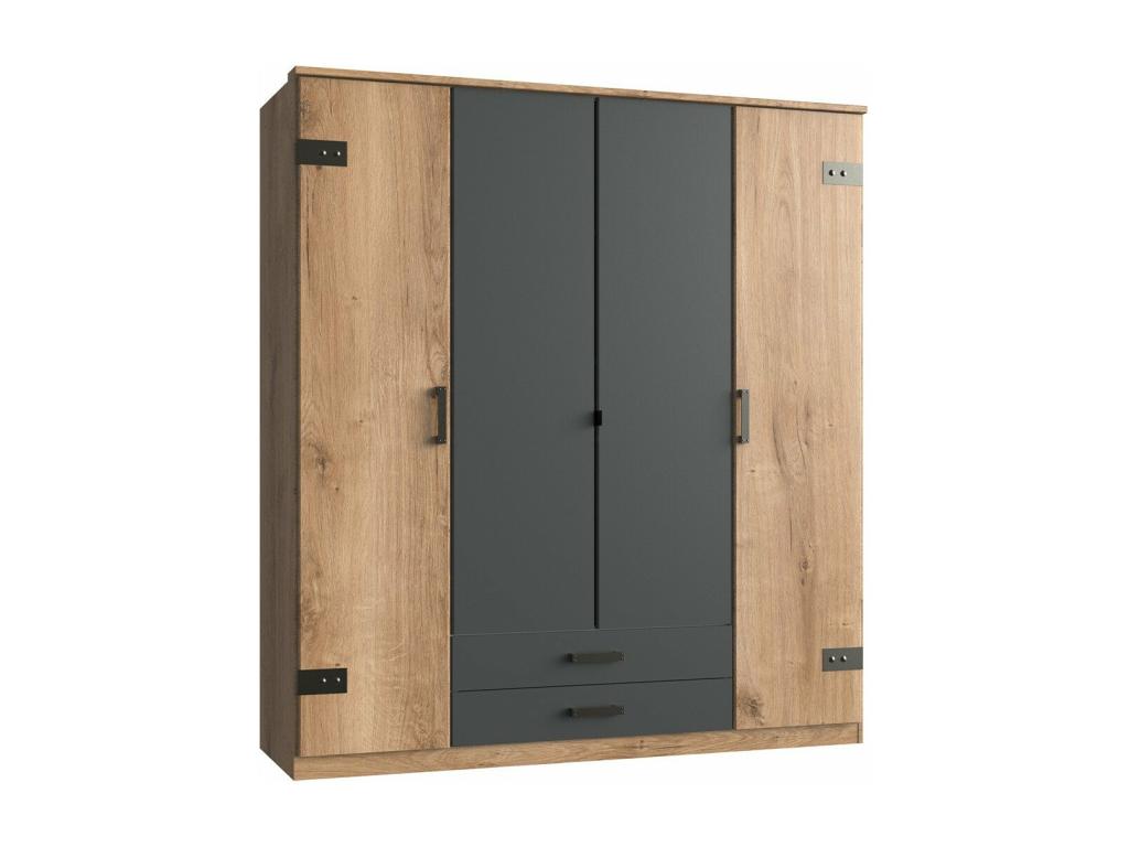 4-door wardrobe in oak and graphite finish - W180 cm 55756XHBU