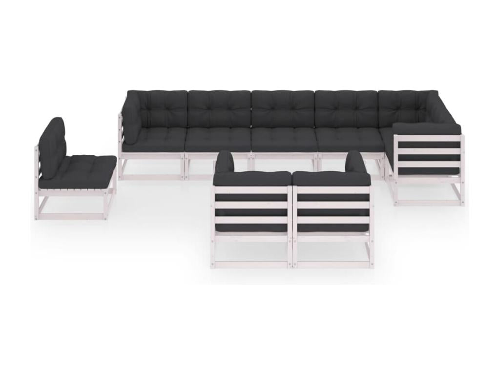 9-piece garden furniture set with cushions, solid pine wood, 26444REDX