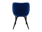 Set of 6 dining chairs with dark blue velvet seats and black metal legs 74681ZTBB