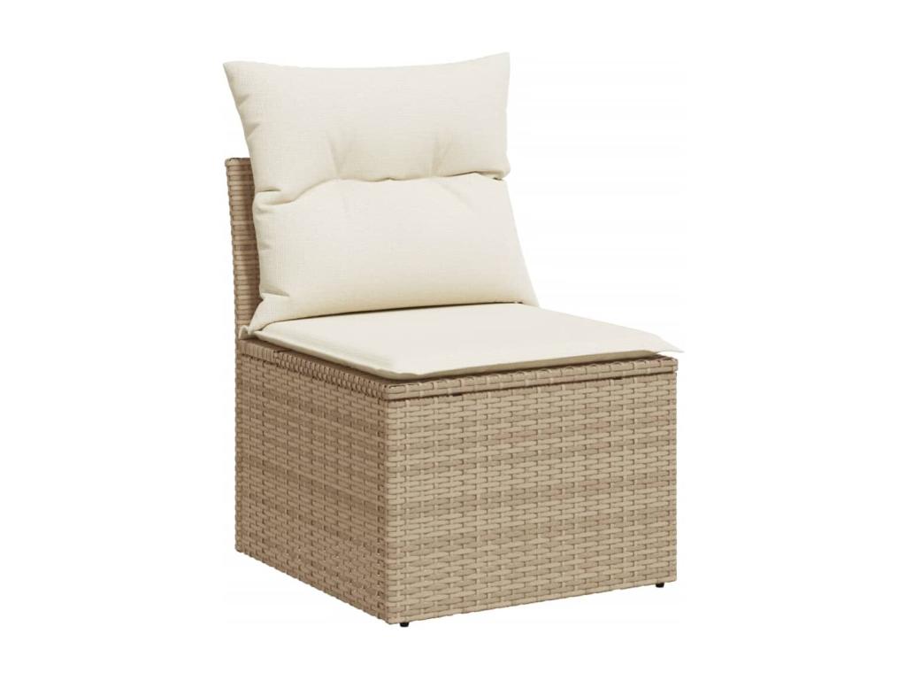 Garden furniture set with cushions, 6 pieces, beige woven resin, 65453RVBT